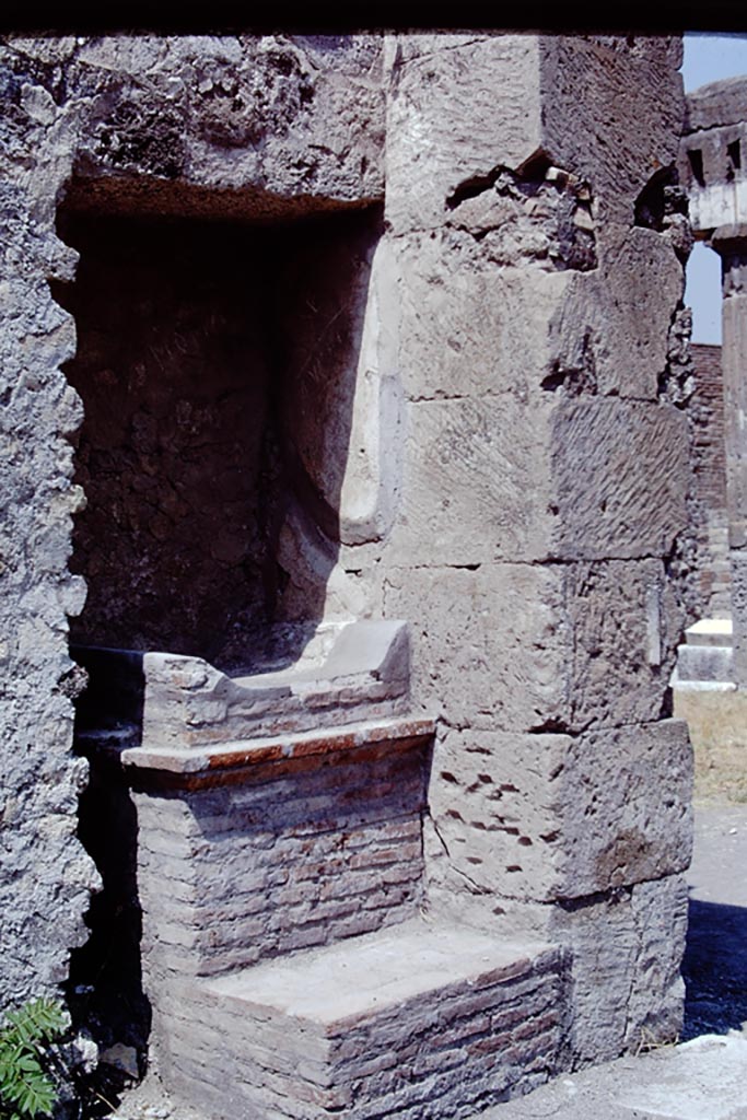 Outside VIII.2.11 Pompeii. 1968. 
Street altar on west side of Via delle Scuole. Photo by Stanley A. Jashemski.
Source: The Wilhelmina and Stanley A. Jashemski archive in the University of Maryland Library, Special Collections (See collection page) and made available under the Creative Commons Attribution-Non-Commercial License v.4. See Licence and use details.
J68f1190

