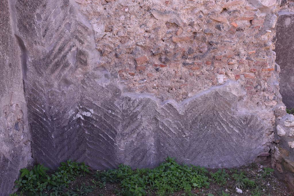 I.4.22 Pompeii. October 2019. Room m, detail from west wall.
Foto Tobias Busen, ERC Grant 681269 DCOR.
