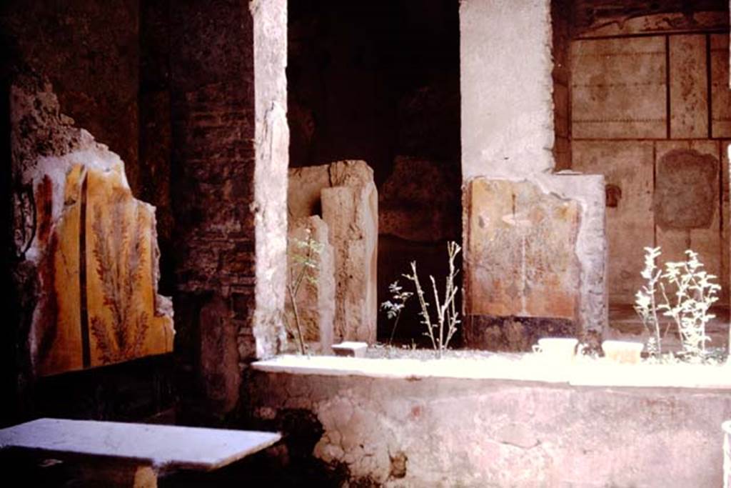 I.7.3 Pompeii. 1964. East side of atrium with doorway to garden. Photo by Stanley A. Jashemski.
Source: The Wilhelmina and Stanley A. Jashemski archive in the University of Maryland Library, Special Collections (See collection page) and made available under the Creative Commons Attribution-Non Commercial License v.4. See Licence and use details.
J64f1803
