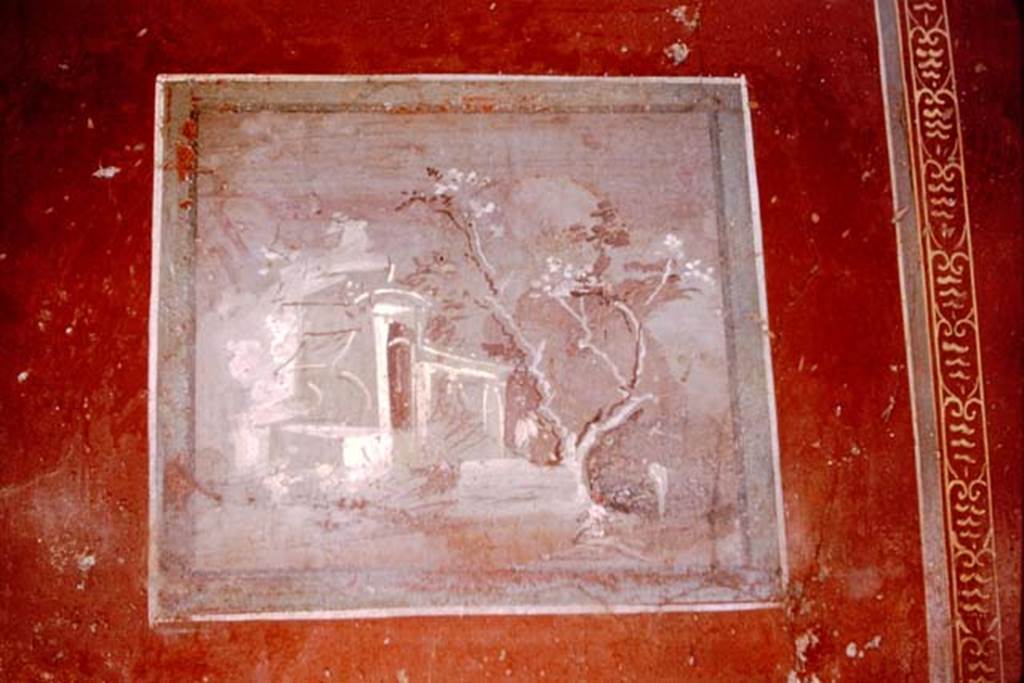 I.7.3 Pompeii. 1964. Wall painting from west wall of atrium. Photo by Stanley A. Jashemski.
Source: The Wilhelmina and Stanley A. Jashemski archive in the University of Maryland Library, Special Collections (See collection page) and made available under the Creative Commons Attribution-Non Commercial License v.4. See Licence and use details.
J64f1809
