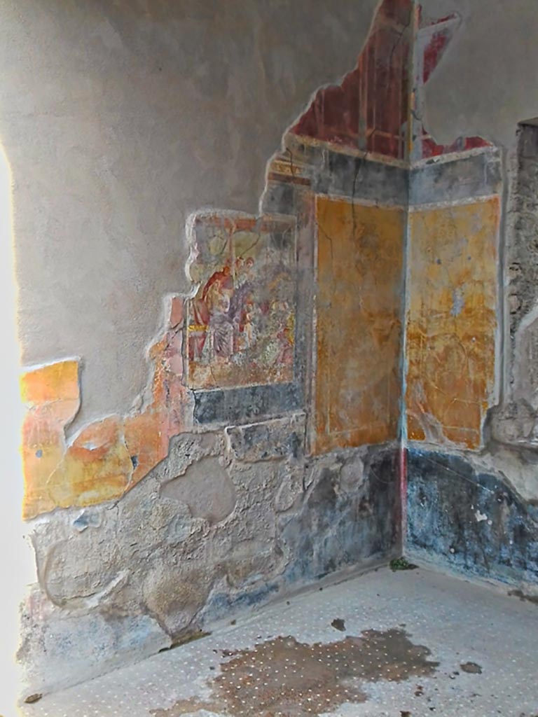 I.7.19 Pompeii. 2017/2018/2019. 
North wall of tablinum with central wall painting of Aphrodite and Ares. Photo courtesy of Giuseppe Ciaramella.
