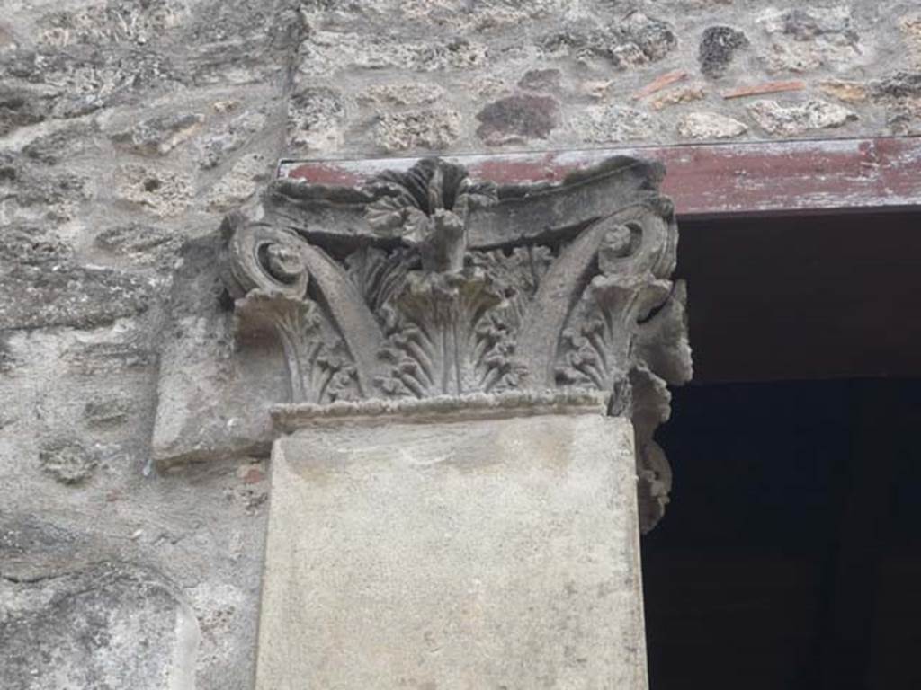 I.10.4 Pompeii. May 2012. Detail of east (left) entrance capitals. Photo courtesy of Buzz Ferebee.