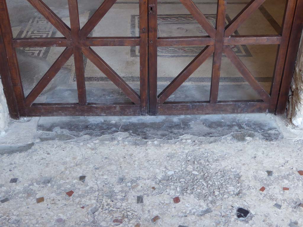 I.10.4 Pompeii. September 2017. Room 21, doorway threshold, and flooring from south portico.  
Foto Annette Haug, ERC Grant 681269 DCOR.

