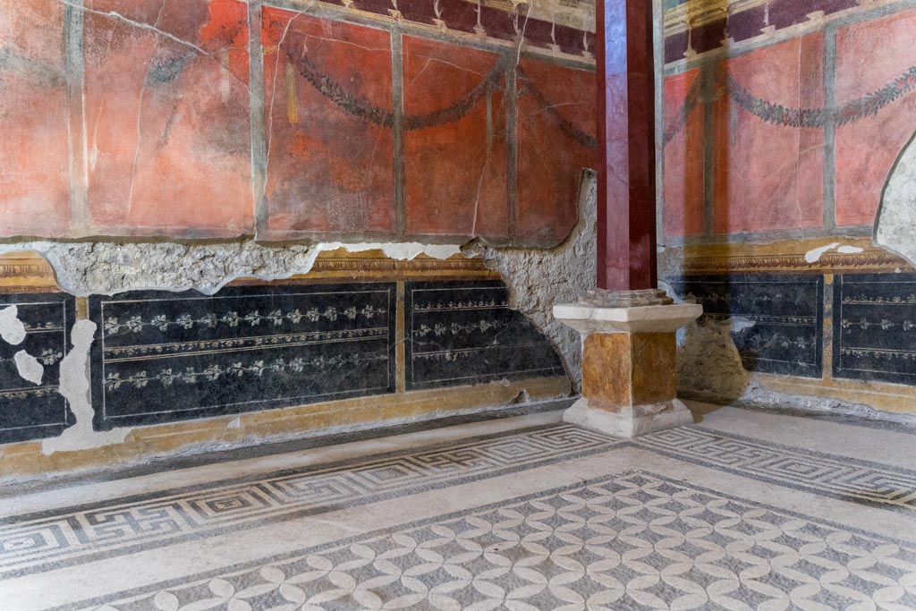 V.2.i Pompeii. March 2023. Room 21, Corinthian oecus, detail from north wall. Photo courtesy of Johannes Eber.

