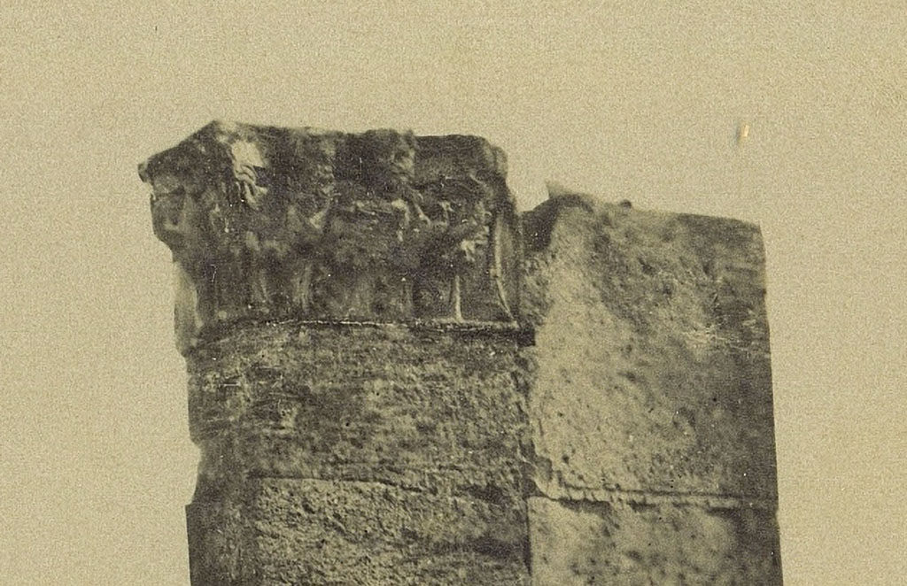 VI.2.4 Pompeii. Pre-1873, detail from photograph Edizione Esposito, no. 45. Sculptured capital still in place.