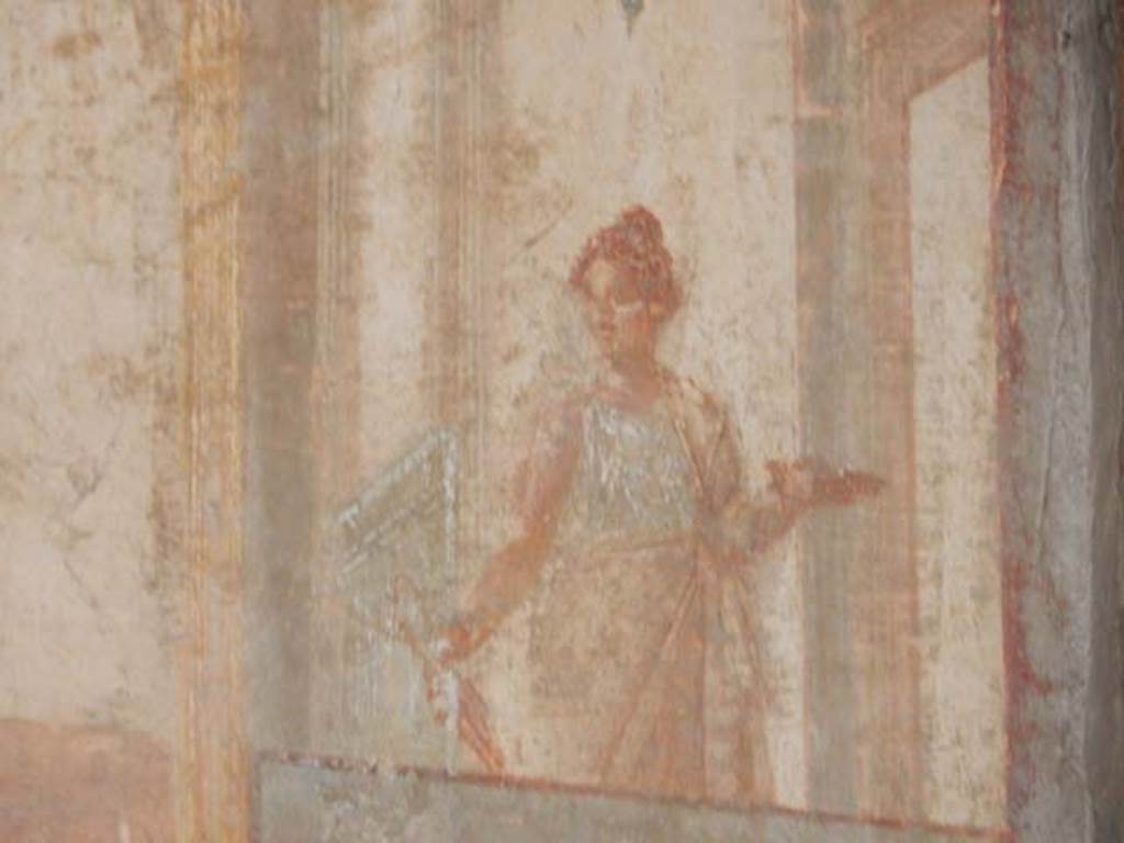 VI.8.23 Pompeii. May 2017. Painted figure from east end of upper north wall. Photo courtesy of Buzz Ferebee.
