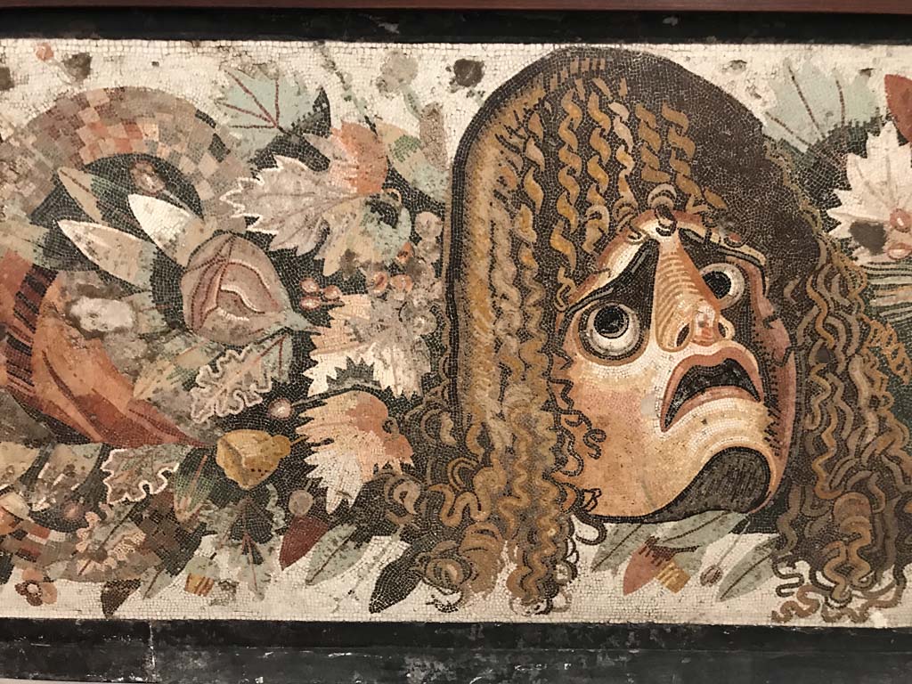 VI.12.2 Pompeii. April 2019. Detail of tragic mask. Photo courtesy of Rick Bauer.
