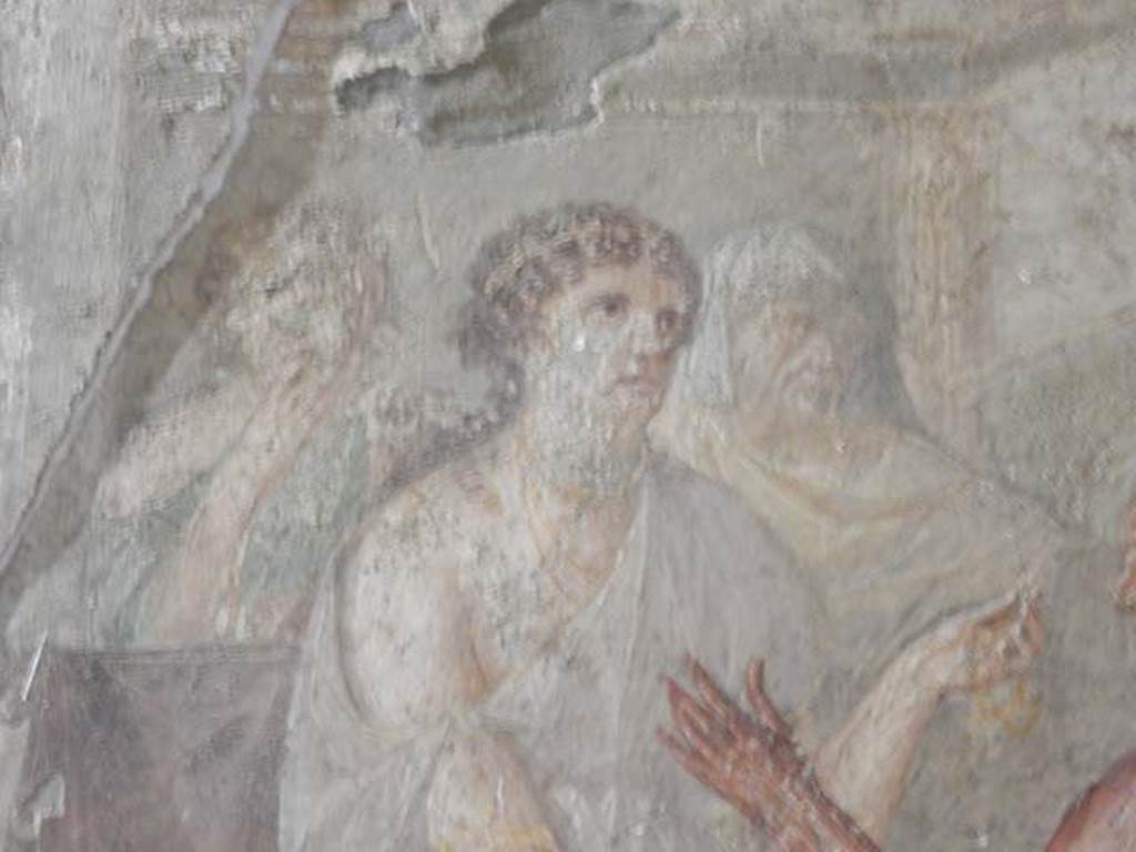 VI.15.1 Pompeii. May 2017. Detail from central painting showing Pasiphae. Photo courtesy of Buzz Ferebee.
