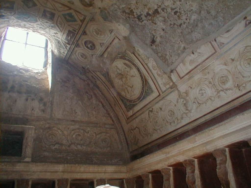 VII.5.24 Pompeii. December 2005. Ceiling plaster stucco in south-west corner of tepidarium (37).