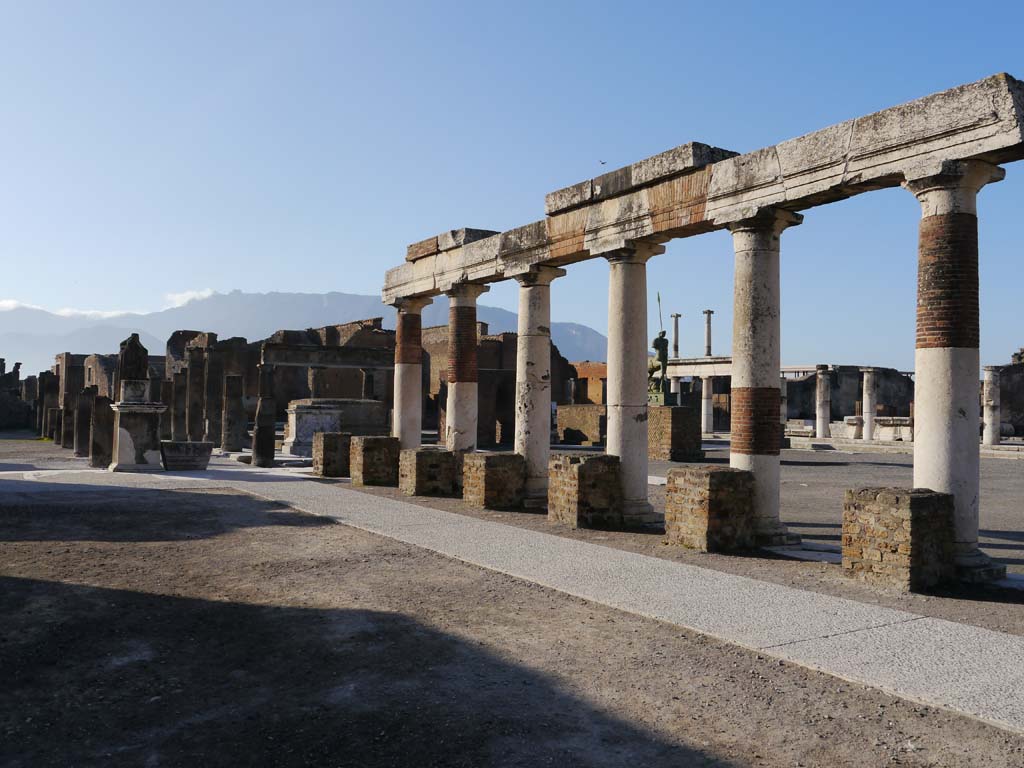 VII.8.00, Pompeii. March 2019. Looking south-west across east side of Forum, from Eumachia’s portico.   
Foto Anne Kleineberg, ERC Grant 681269 DÉCOR.
