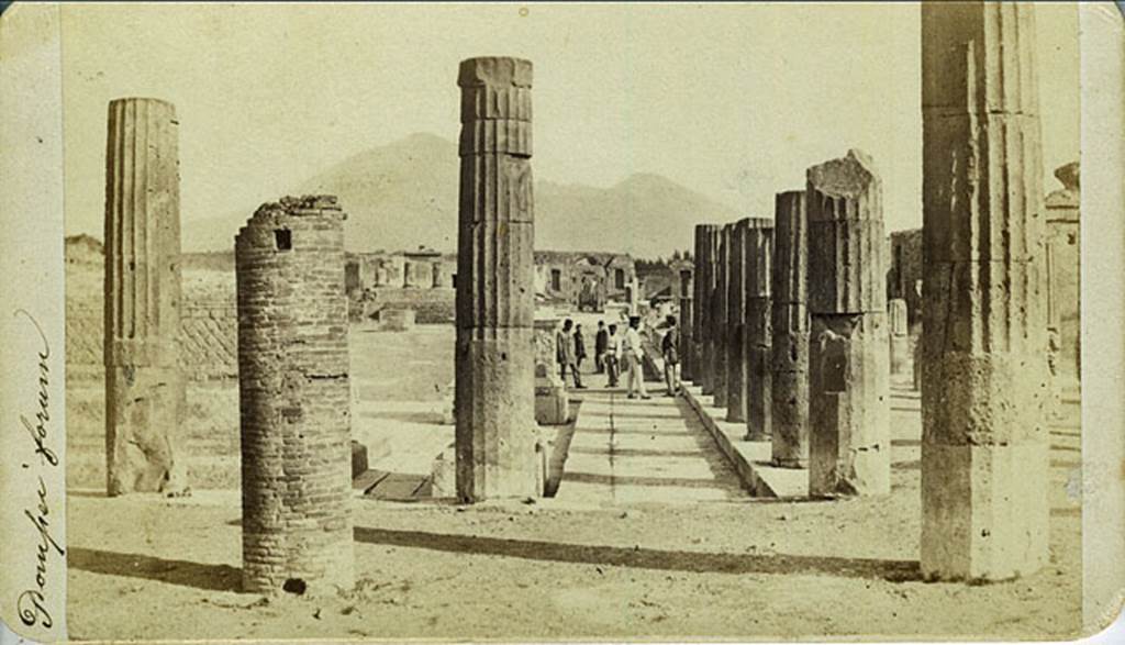 VII.8 Pompeii Forum. Undated card. Looking north from south side of south-east corner. Photo courtesy of Rick Bauer.
