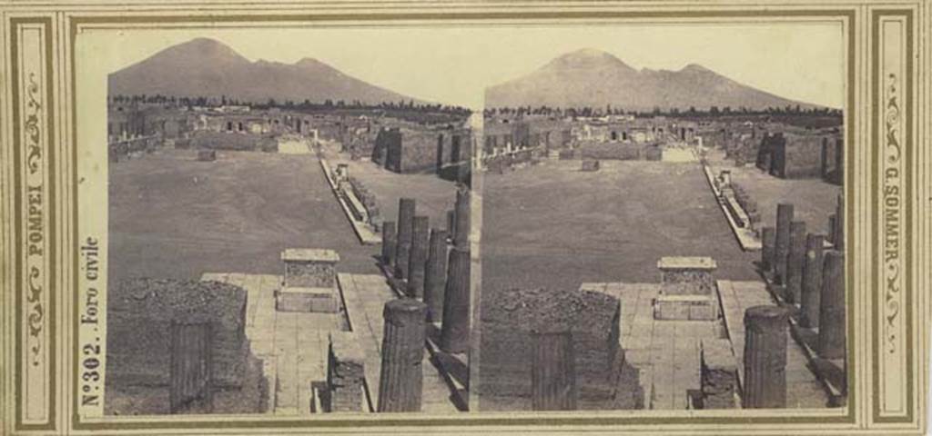 VII.8 Pompeii Forum. Stereoview by Sommer. Looking north from south-east corner. Photo courtesy of Rick Bauer.
