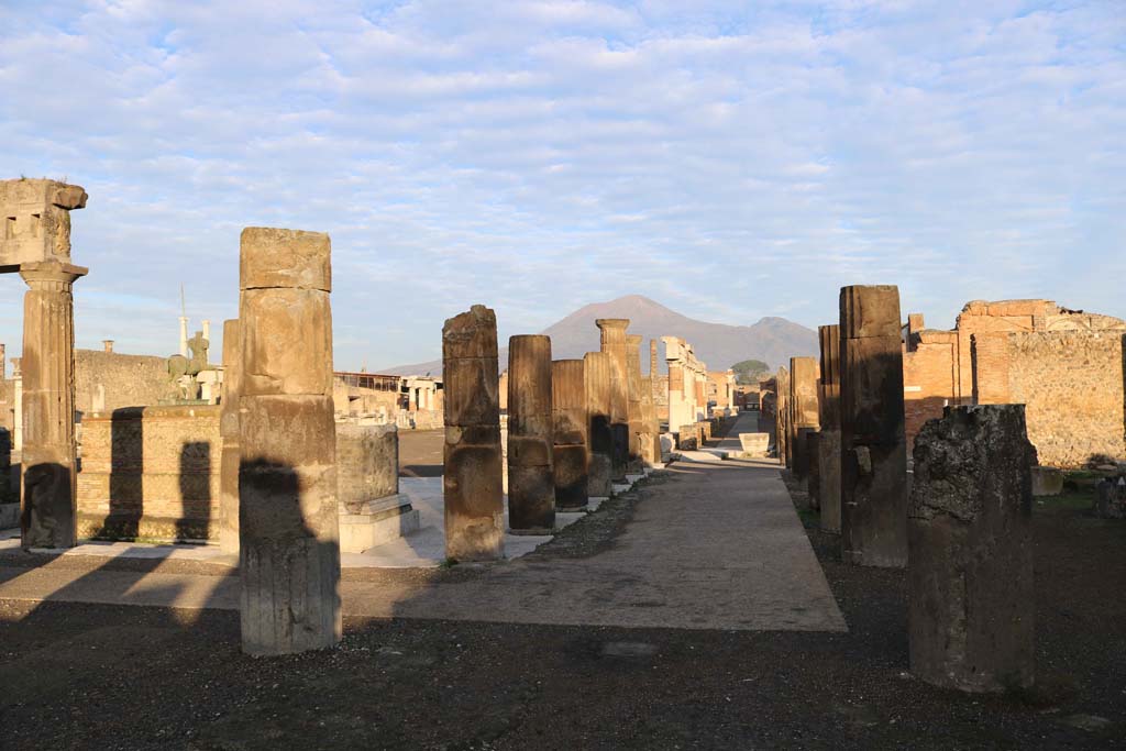 VII.8 Pompeii Forum. December 2018. Looking north from south-east corner, along portico on east side. Photo courtesy of Aude Durand.
