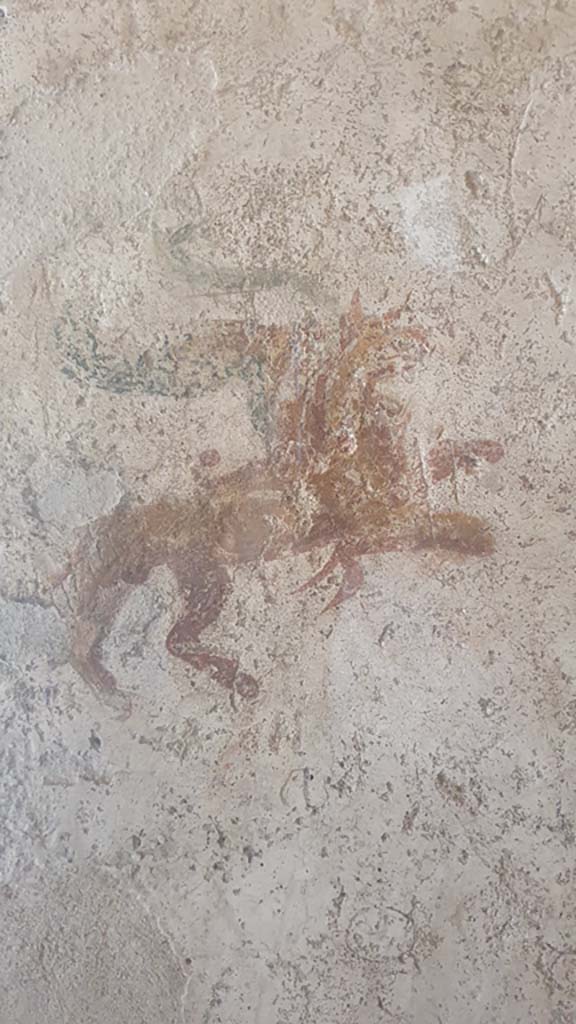 VII.12.18 Pompeii. July 2021. Detail of painted wall plaster. 
Foto Annette Haug, ERC Grant 681269 DÉCOR.
