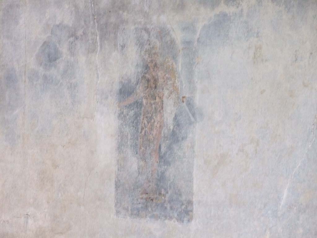 VII.16.a Pompeii. December 2006. Vestibule 8, east wall. Faded wall painting from the south side of doorway to room 6.
