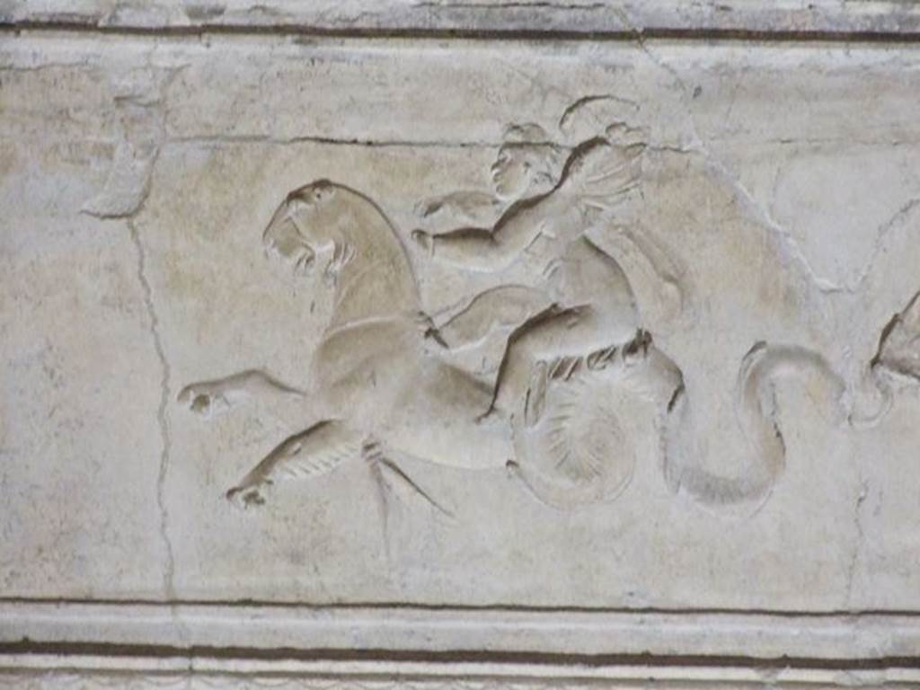 VII.16.a Pompeii. December 2006. Room 6, detail of decorative stucco frieze.
