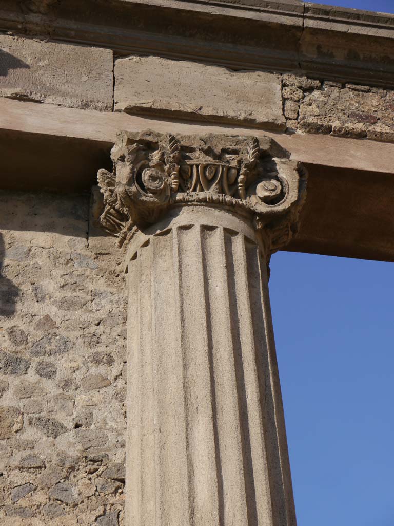 VIII.1.1, Pompeii. March 2019. Detail of capital from west end, on north side.
Foto Anne Kleineberg, ERC Grant 681269 DÉCOR.

