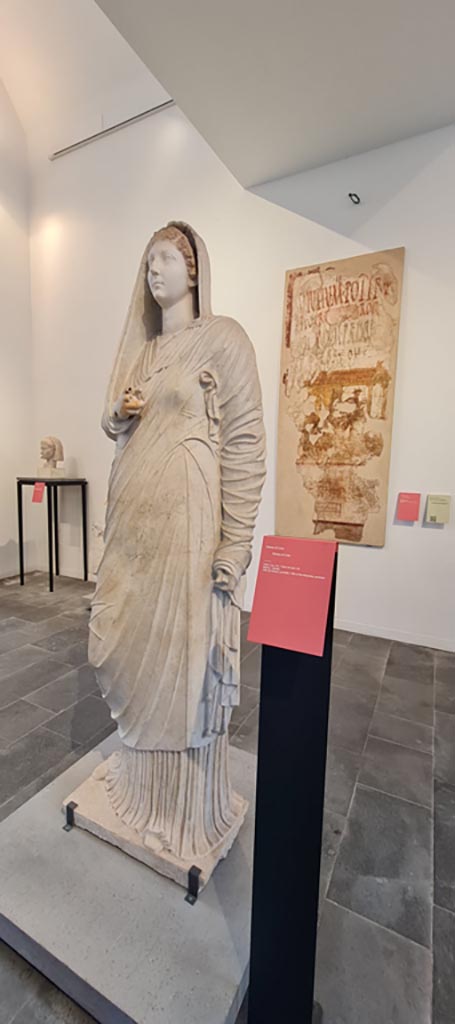 VIII.1.4 Pompeii. April 2022. 
Statue of Livia from Villa of Mysteries. Photo courtesy of Giuseppe Ciaramella.
