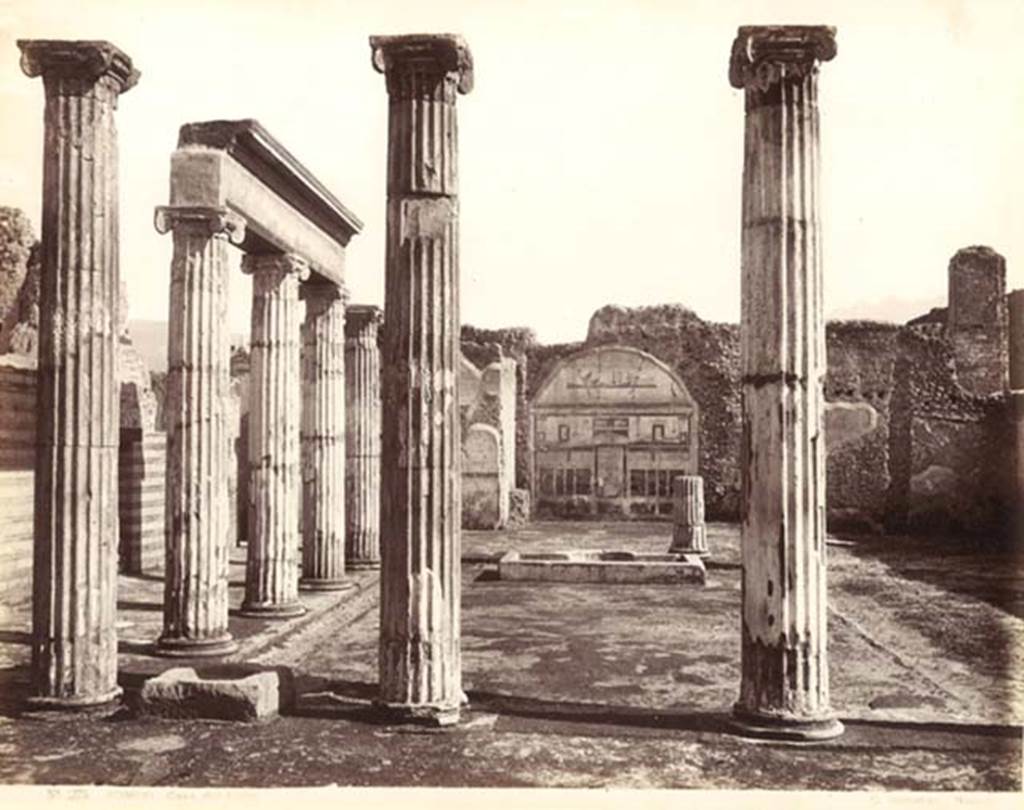 VIII.5.2 Pompeii. c.1880-1890. G. Sommer no. 1275. Looking south across peristyle garden to room 8.  Photo courtesy of Rick Bauer.
