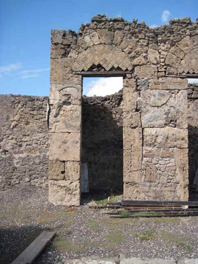 VIII.7.24 Pompeii. September 2010. North wall of atrium with doorway to second room (on right of atrium). Looking north. Photo courtesy of Drew Baker.
