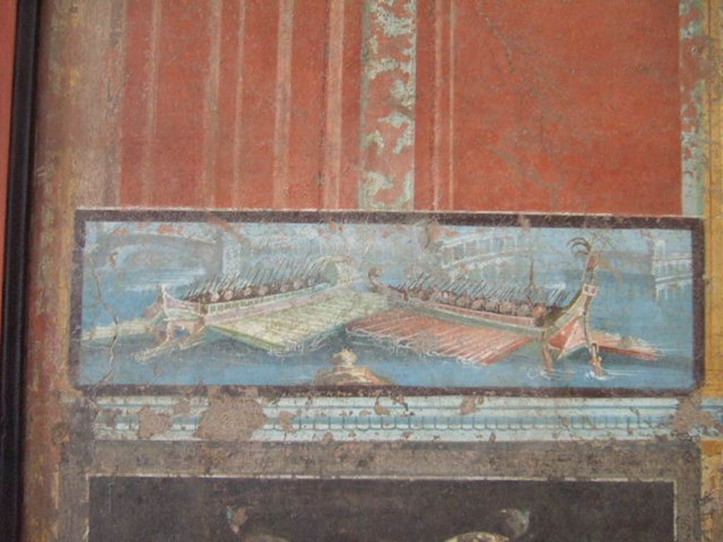 VIII.7.28 Pompeii. From left of the wall of the south portico. Detail of naval scene. Now in Naples Archaeological Museum. Inventory number 8541.