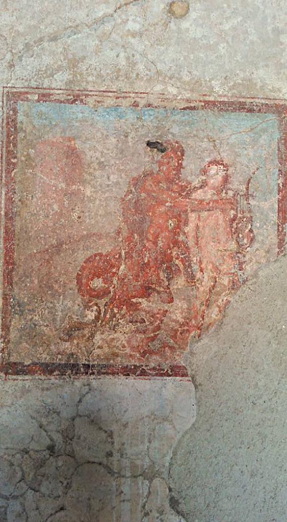 IX.3.5 Pompeii. 2016/2017.
Room 16, wall painting of Chiron and Achilles, from centre of south wall. 
Photo courtesy of Giuseppe Ciaramella.
