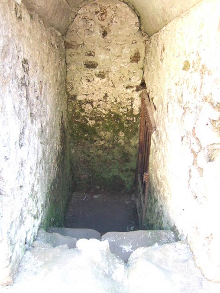 Villa of Mysteries, Pompeii. May 2006. Steps to crypt.