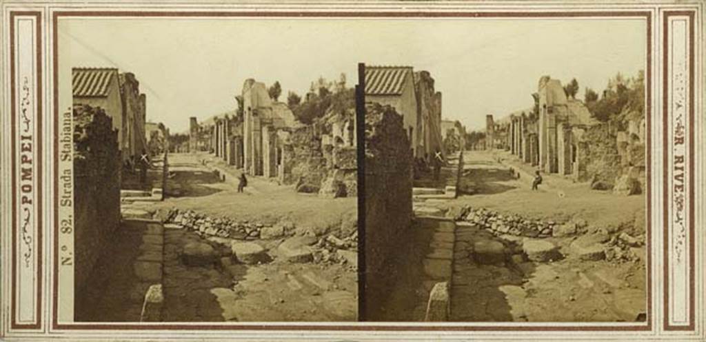 Via Stabiana. Stereoview by R. Rive, c.1860-1870s. 
Looking north from crossroads with Via del Tempio d’Iside and Vicolo del Menander. Photo courtesy of Rick Bauer.
RR%2082