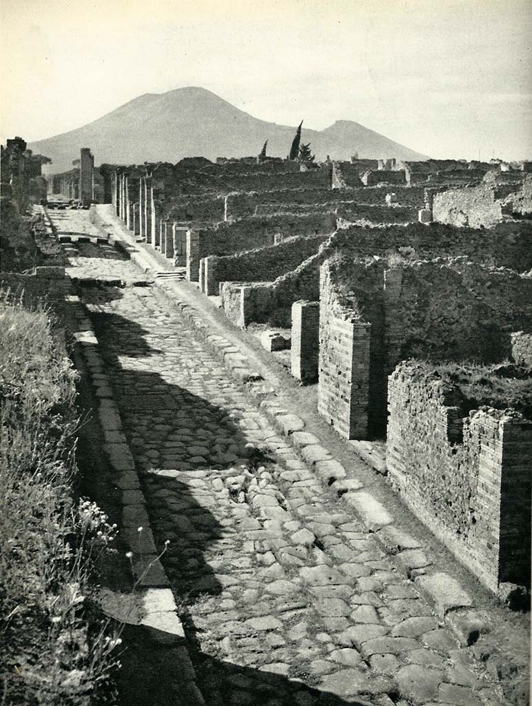 Via Stabiana, east side. Old undated photograph. Looking north along insula 1.3, from I.3.7, on right.