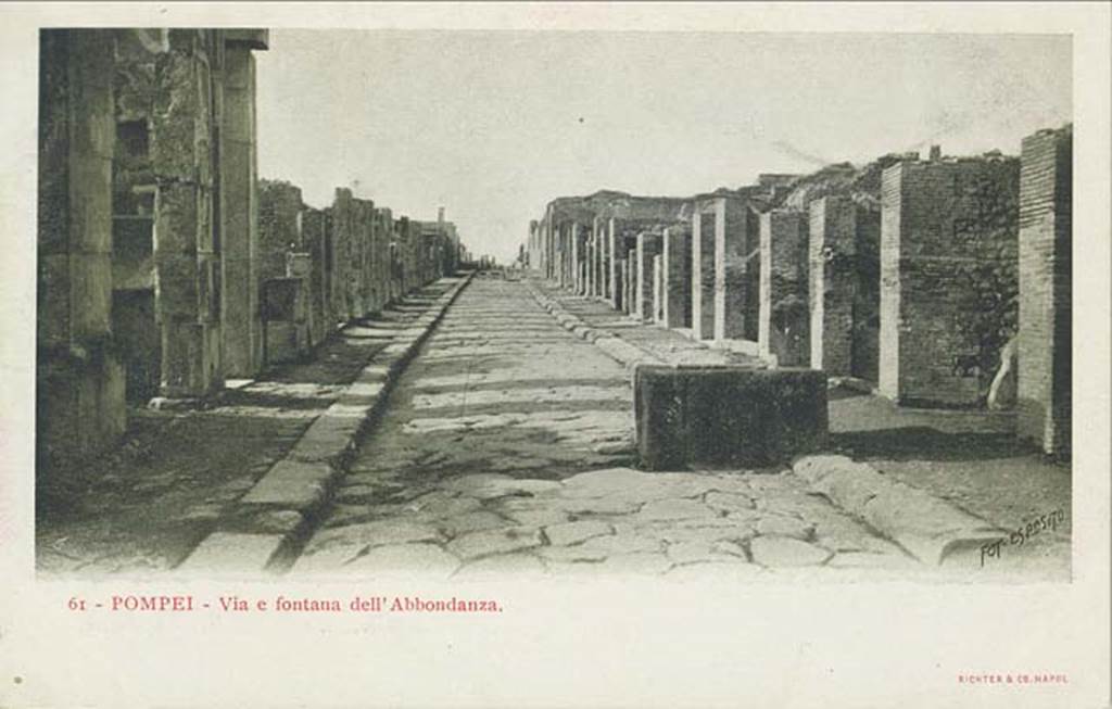 Via dell’Abbondanza. Late 19th Century. Looking west towards Forum. Photo courtesy of Rick Bauer.