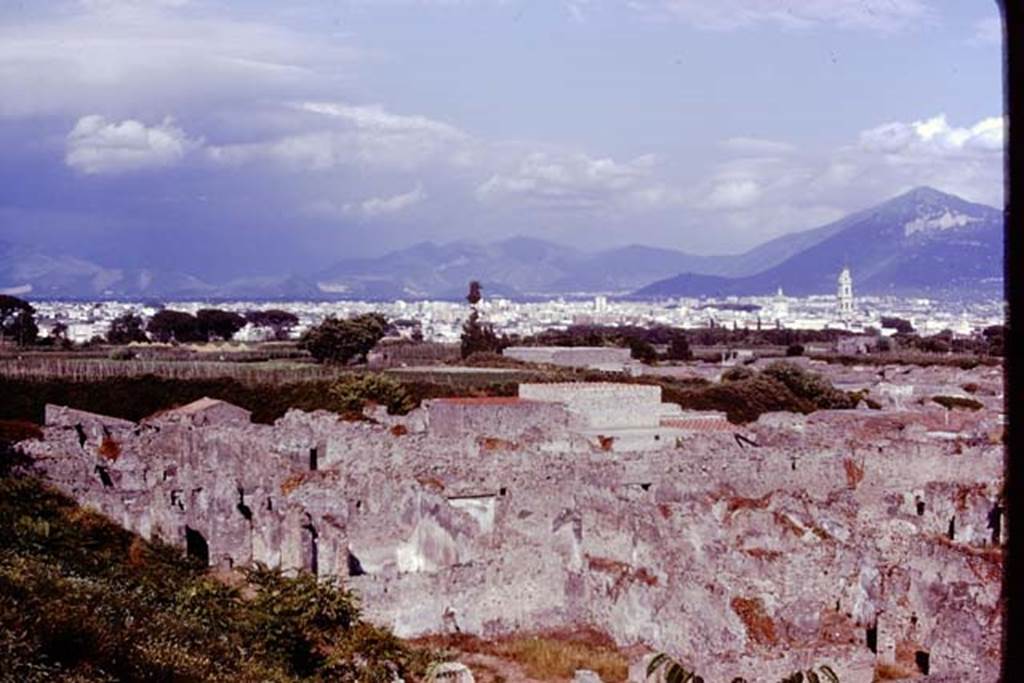 T11 Pompeii. Tower XI. 1978. Looking south-east towards modern Pompeii. Photo by Stanley A. Jashemski.   
Source: The Wilhelmina and Stanley A. Jashemski archive in the University of Maryland Library, Special Collections (See collection page) and made available under the Creative Commons Attribution-Non Commercial License v.4. See Licence and use details. J78f0192
