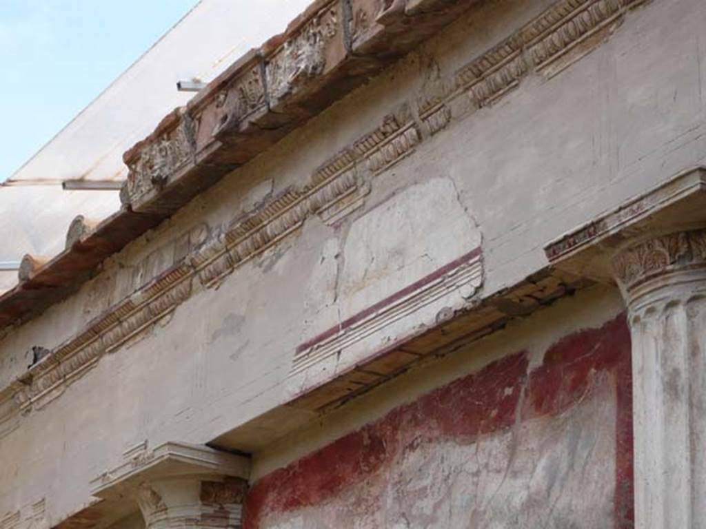 Oplontis, May 2010. Room 20, detail from top of centre of east wall. Photo courtesy of Buzz Ferebee.
