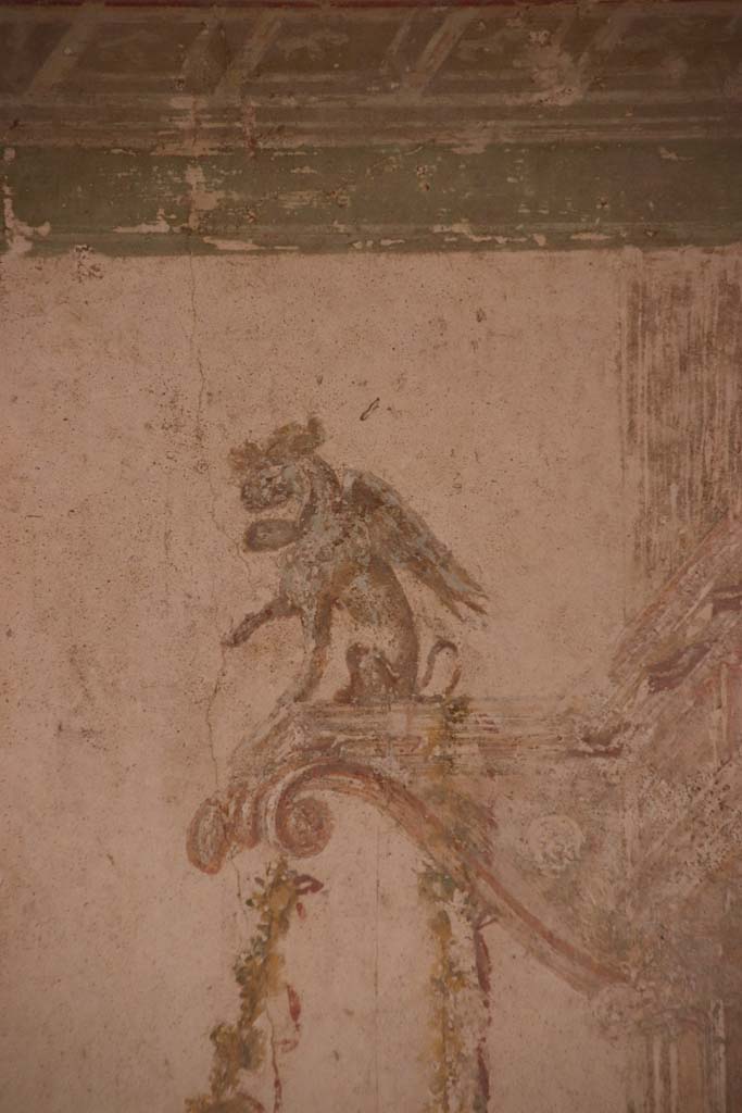 Stabiae, Villa Arianna, October 2020. Room 7, detail from south wall. Photo courtesy of Klaus Heese.