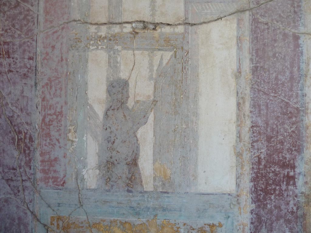 Stabiae, Villa Arianna, September 2015. Room 7, detail from painted panel from west wall.