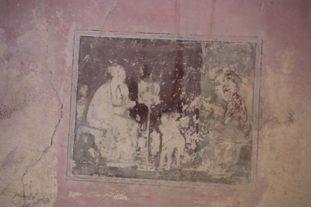 Stabiae, Villa Arianna, September 2021. W.28, painting of Cupid Seller, from east wall. Photo courtesy of Klaus Heese.