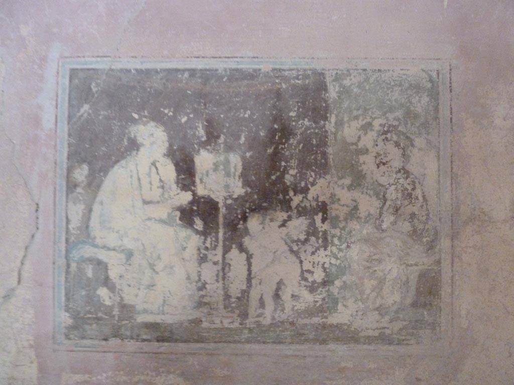 Stabiae, Villa Arianna, September 2015. W.28, painting of Cupid Seller, from east wall. 