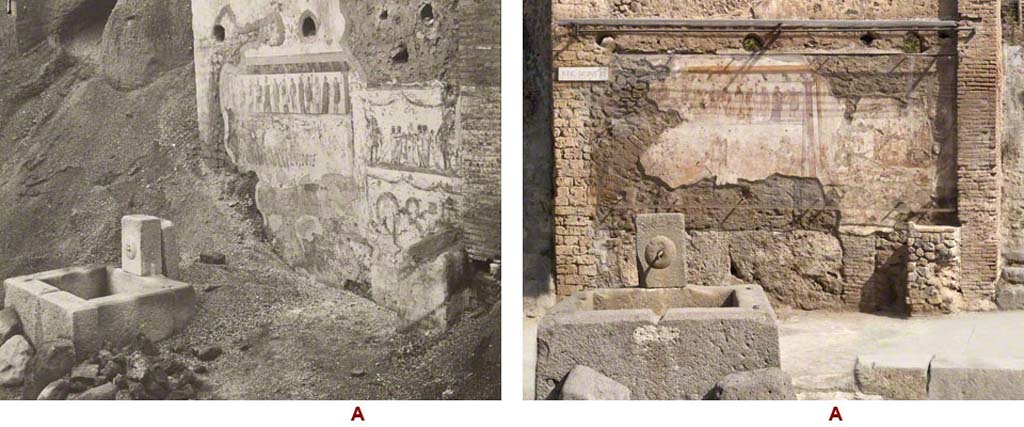 Pompeii street shrine (compitum) to 12 gods outside IX.11.1. October 2017. Comparison views of altar and street shrine.
Foto Taylor Lauritsen, ERC Grant 681269 D�COR.

