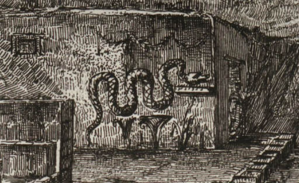 Pompeii street shrine on the corner of Via Pomeriale. 1804 drawing by Piranesi. 
Detail showing street shrine on the corner of Via Pomeriale. 
See Piranesi, F, 1804. Antiquit�s de la Grande Gr�ce: Tome I. Paris: Piranesi and Le Blanc. (Pl. V).
