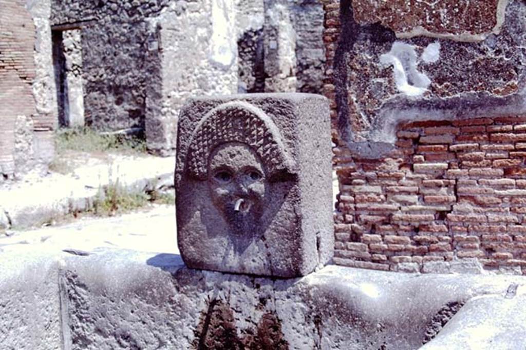 Fountain outside I.4.15 on Via Stabiana, Pompeii. 1968. Looking north-east behind fountain towards Via dell�Abbondanza. Photo by Stanley A. Jashemski.
Source: The Wilhelmina and Stanley A. Jashemski archive in the University of Maryland Library, Special Collections (See collection page) and made available under the Creative Commons Attribution-Non Commercial License v.4. See Licence and use details.
J68f1201
