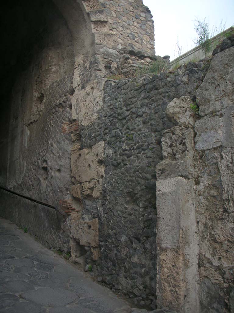 Porta Marina, Pompeii. May 2011.
Looking east along south wall of gate. Photo courtesy of Ivo van der Graaff.