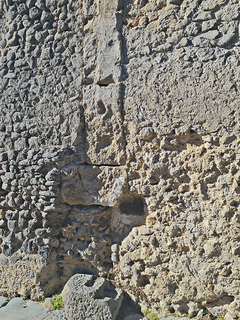 Porta di Nocera or Nuceria Gate, Pompeii. October 2024. 
Detail from west wall of gate. Photo courtesy of Giuseppe Ciaramella.
