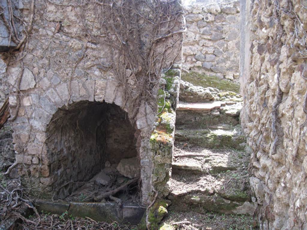 I.3.3 Pompeii. September 2010. Subterranean Level, looking south towards steps leading up to sloping landing, half way up the steps to upper floor. Photo courtesy of Drew Baker.

