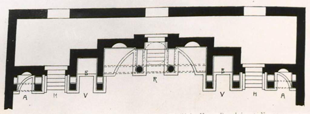 I.3.25 Pompeii. 1935 photograph taken by Tatiana Warscher of the plan of the �Scenae Frons�. (Fig.2, p.24)
See Warscher, T, 1935: Codex Topographicus Pompejanus, Regio I, 3: (no.71a), Rome, DAIR, whose copyright it remains.  
