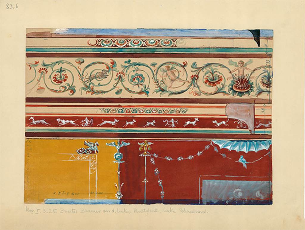 I.3.25 Pompeii. 1880 watercolour of decoration of east wall of cubiculum.
DAIR 83.6. Photo � Deutsches Arch�ologisches Institut, Abteilung Rom, Arkiv. 


