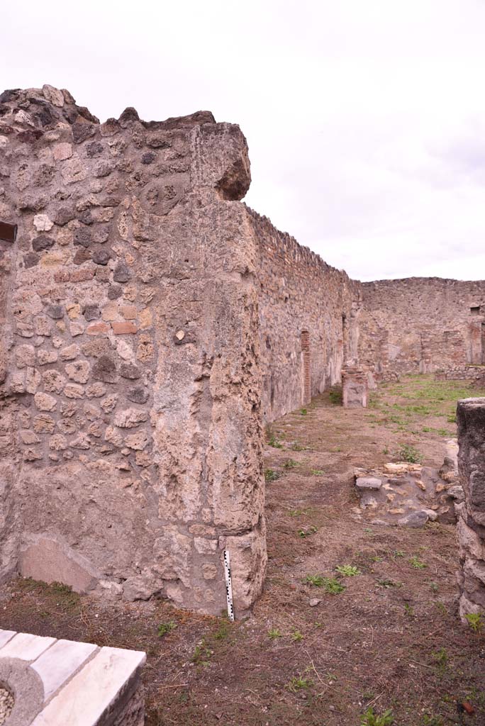 I.4.3 Pompeii. October 2019. 
Looking towards north-east corner of bar-room, and east wall with doorway into atrium of I.4.2.
Foto Tobias Busen, ERC Grant 681269 D�COR.
