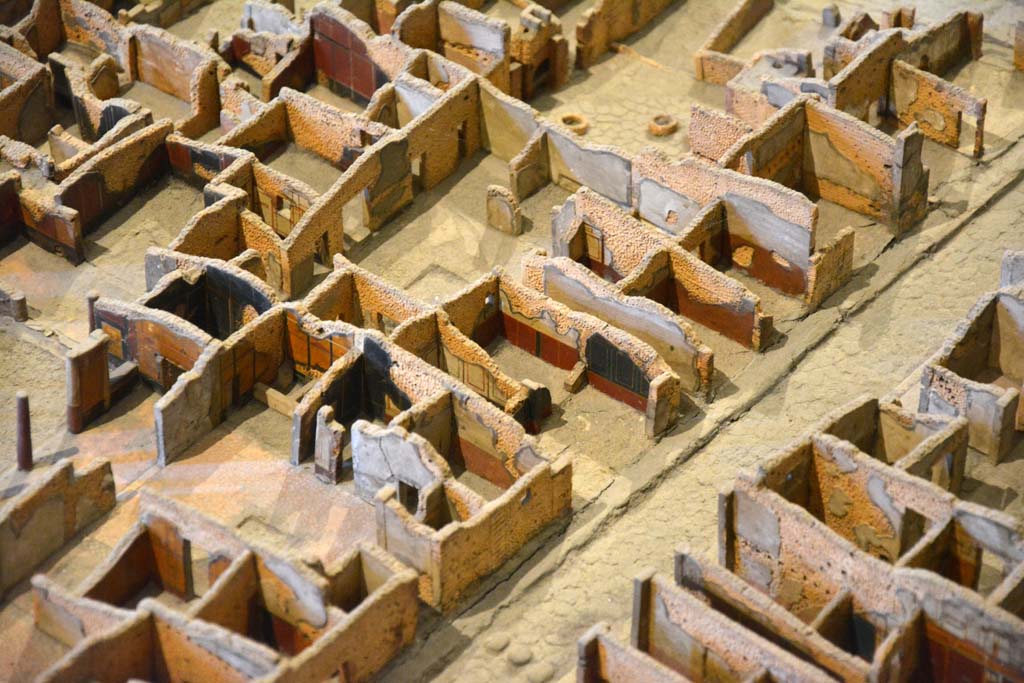 I.4.22 Pompeii. May 2019. 
Looking south-west towards long entrance corridor, in centre, from above Via dell�Abbondanza, 
Foto Tobias Busen, ERC Grant 681269 D�COR.
