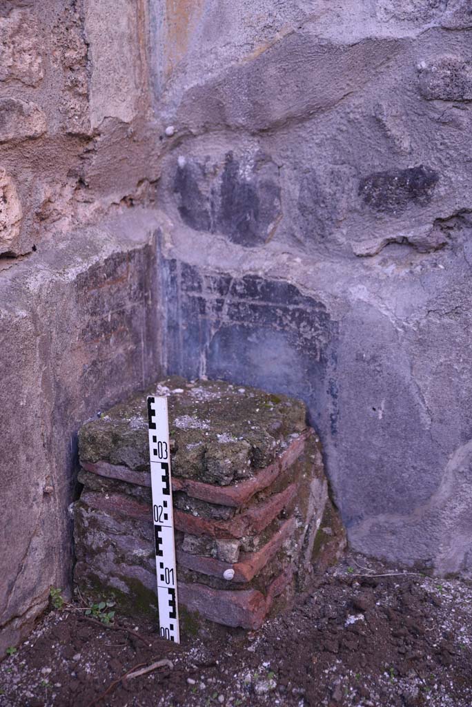 I.4.25 Pompeii. October 2019. Room 51, west wall, detail from south-west corner. 
Foto Tobias Busen, ERC Grant 681269 D�COR

