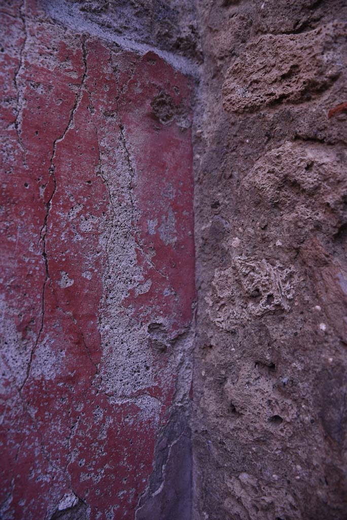 I.4.25 Pompeii. October 2019. Room 63, detail from north wall at east end in north-east corner.
Foto Tobias Busen, ERC Grant 681269 DÉCOR.