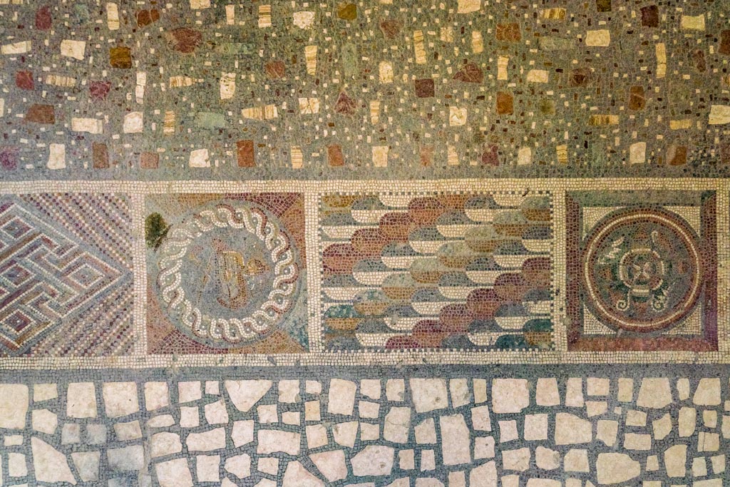 I.6.2 Pompeii. October 2023. Detail of flooring threshold, continued from north end. Photo courtesy of Johannes Eber.