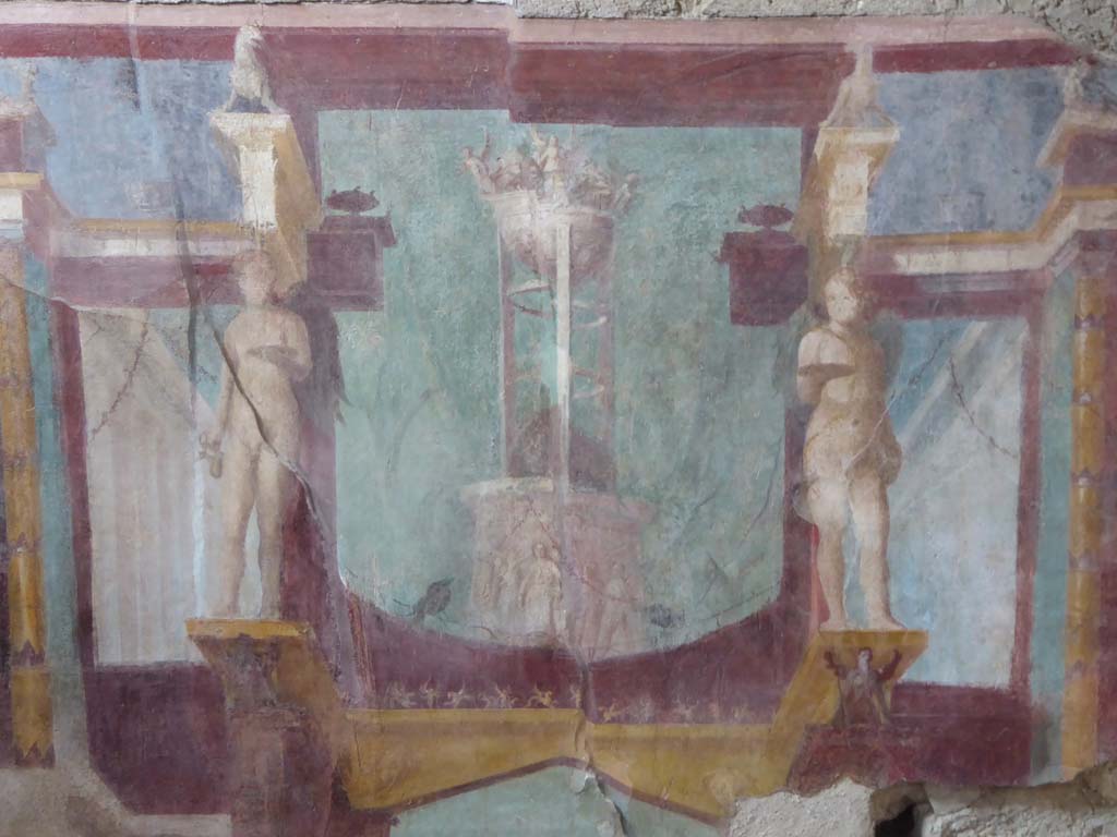 I.6.2 Pompeii. September 2017. Frigidarium, north wall, detail from upper centre.
Foto Annette Haug, ERC Grant 681269 DÉCOR.